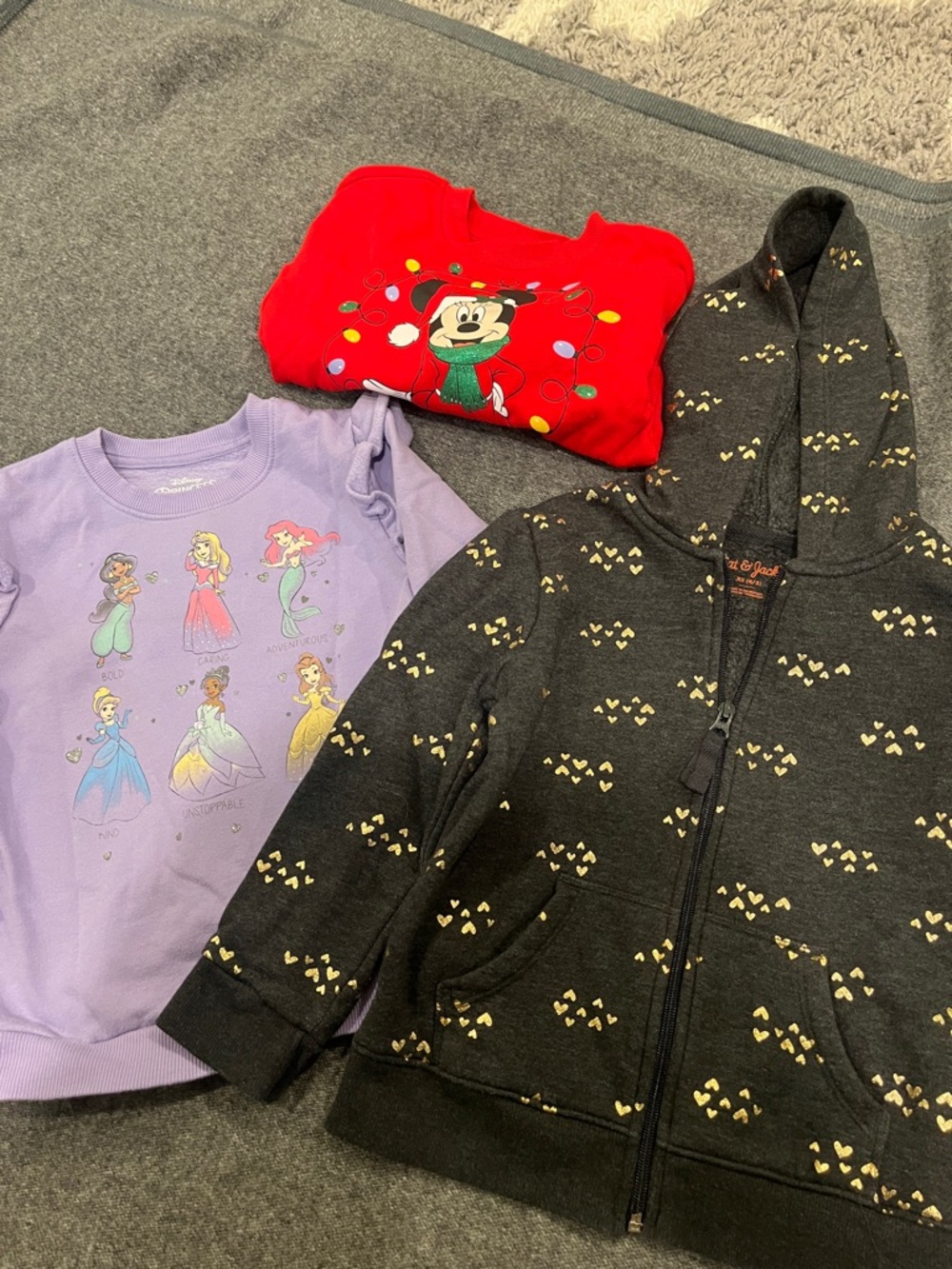 Lot of 3 Girls Sweatshirts/hoodie size 4. Disney brand and more